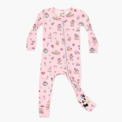 Bellabu Bear Kids'  Baby Candy Cane Lane Convertible Footie In Pink