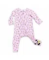 Bellabu Bear Baby Unisex Baby Milk And Cookies Blue Convertible Footie In Pink