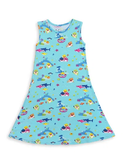 Bellabu Bear Baby Girl's, Little Girl's & Girl's Baby Shark Print Sleeveless Dress In Blue