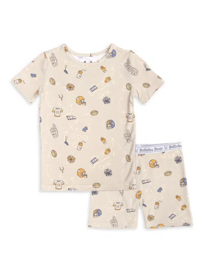 Bellabu Bear Baby Girl's, Little Girl's & Girl's Football Pajama Shorts Set In Beige