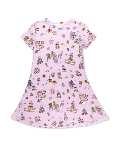 Bellabu Bear Kids' Baby Girls Tea Party Short Sleeve Dress In Pink