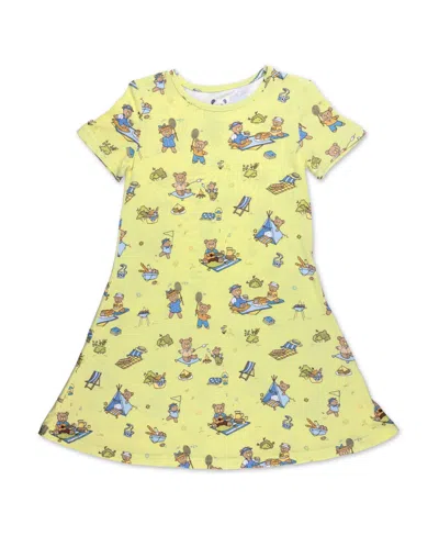 Bellabu Bear Kids' Baby Girls Teddy Bear Picnic Short Sleeve Dress In Black