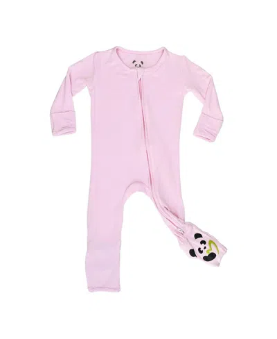 Bellabu Bear Baby Unisex Baby Milk And Cookies Blue Convertible Footie In Blush Pink