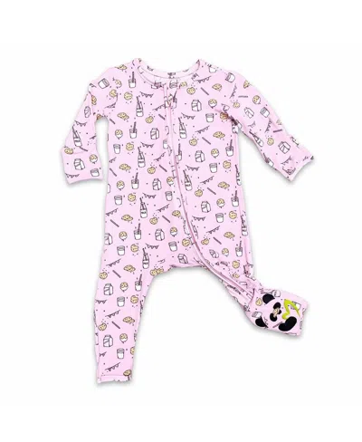 Bellabu Bear Baby Unisex Baby Milk And Cookies Blue Convertible Footie In Milk And Cookies Pink