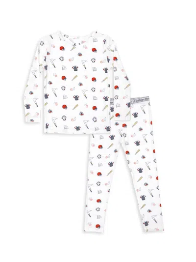 Bellabu Bear Baby's, Little Kid's & Kid's Baseball Pyjama Set In White