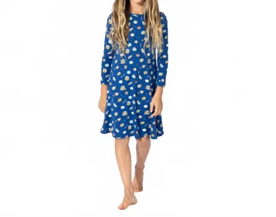 Bellabu Bear Kids' Bamboo Girls' Long Sleeve Dress In Hanukkah Cookies/blue