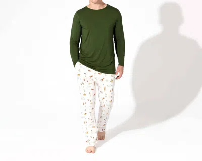 Bellabu Bear Bamboo Pajama Set In Vintage Holiday In Multi