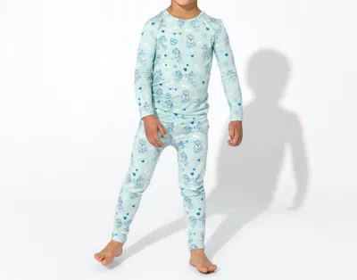 Bellabu Bear Kids' Bamboo Pajamas In Paw Patrol Valentine's Blue