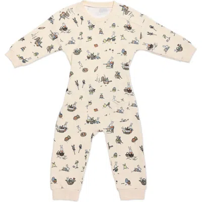 Bellabu Bear Babies'  Bunny Workshop Fitted Two-piece Pajamas In Beige