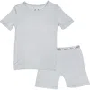 Bellabu Bear Cloud Grey Kids 2-piece Short Sleeve & Shorts Pajama Set In Cloud Grey