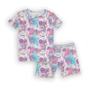 Bellabu Bear Comic Purple Kids 2-piece Short Sleeve & Shorts Pajama Set In Purple