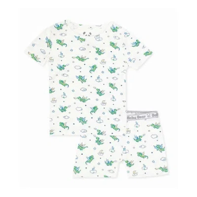 Bellabu Bear Dragon Kids 2-piece Short Sleeve & Shorts Pajama Set In White