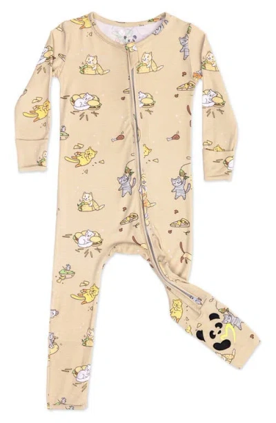 Bellabu Bear Babies'  Foodie Cats Convertible Footie Pajamas In Yellow