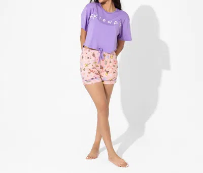 Bellabu Bear Friends Forever Pajama Shorts Set In Pink