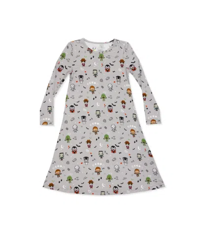 Bellabu Bear Kids' Girls' Little Monsters Short Sleeve Dress In Gray