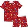 Bellabu Bear Kids Unisex Hogwarts Express 2-piece Short Sleeve & Shorts Pajama Set In Red