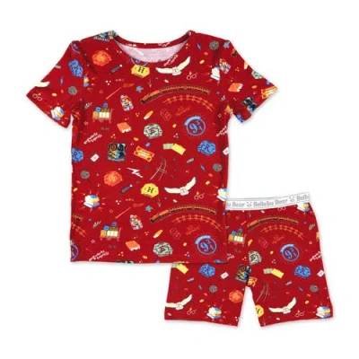 BELLABU BEAR BELLABU BEAR HOGWARTS EXPRESS KIDS 2-PIECE SHORT SLEEVE & SHORTS PAJAMA SET
