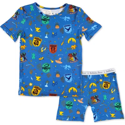 Bellabu Bear House Pride Kids 2-piece Short Sleeve & Shorts Pajama Set In Blue