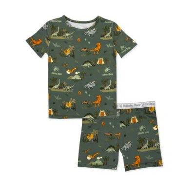Bellabu Bear Unisex Jurassic Park: Tracker Kids 2-piece Short Sleeve & Shorts Pajama Set In Green
