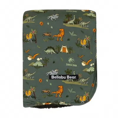 Bellabu Bear Kid's Jurassic Park Safari Bamboo Blanket In Green In Multi