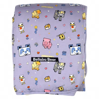 Bellabu Bear Kid's Minecraft Pixel Pals Bamboo Blanket In Purple In Multi