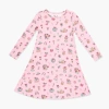 Bellabu Bear Kids' Candy Cane Lane Long Sleeve Dress In Pink