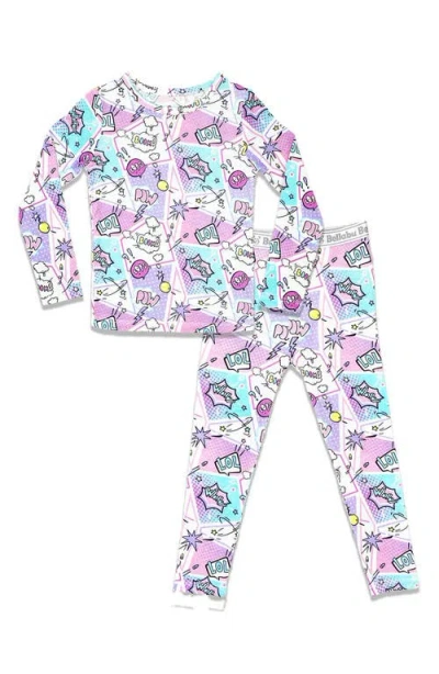 Bellabu Bear Kids' Comic Purple Set Of 2 Piece Pajamas