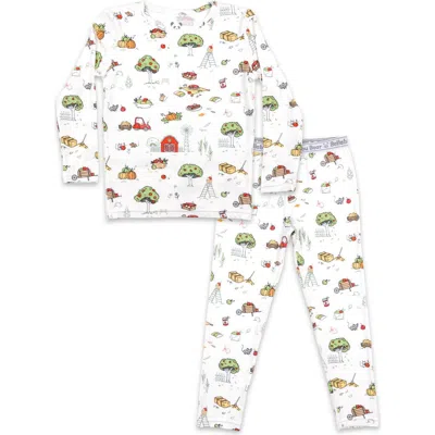 Bellabu Bear Kids' Fall Vibes Set Of 2 Piece Pajamas In White