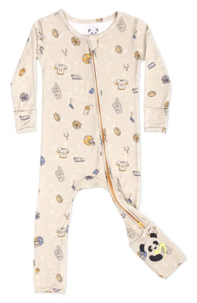 Bellabu Bear Babies'  Kids' Football Fitted Convertible One-piece Pajamas In Beige