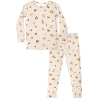 Bellabu Bear Kids' Football Set Of 2 Piece Pajamas In Neutral