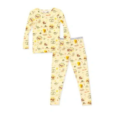 Bellabu Bear Kids' Jurassic Park Origins Set Of 2 Piece Pajamas In Yellow