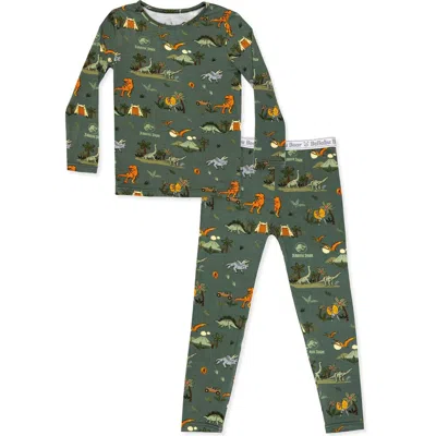 Bellabu Bear Unisex Kids' Jurassic Park: Safari Set Of 2 Piece Pajamas In Green
