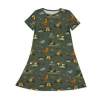 Bellabu Bear Kids' Jurassic Park Safari Short Sleeve Dress In Green