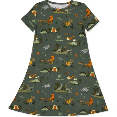 Bellabu Bear Kids' Jurassic Park Safari Short Sleeve Dress In Multi