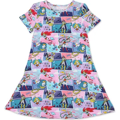 Bellabu Bear Kids' Justice League Heroines Short Sleeve Dress In Justice Heroines