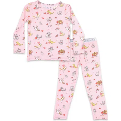 Bellabu Bear Kids' Love Kittens Set Of 2 Piece Pajamas In Pink