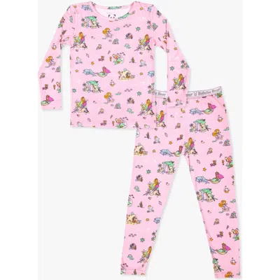 Bellabu Bear Kids' Mermaid Lagoon Set Of 2 Piece Pajamas In Pink