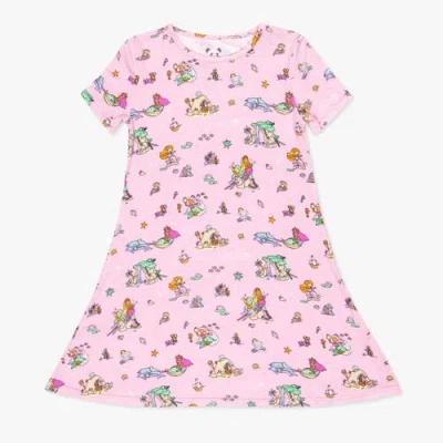 Bellabu Bear Kids' Mermaid Lagoon Short Sleeve Dress In Pink