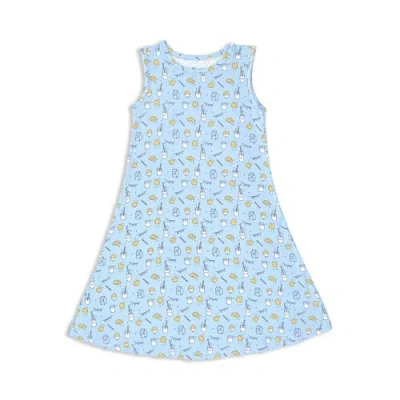 Bellabu Bear Kids' Milk & Cookies Blue Sleeveless Dress