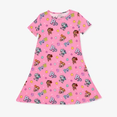Bellabu Bear Kids' Paw Patrol Varsity Pink Short Sleeve Dress