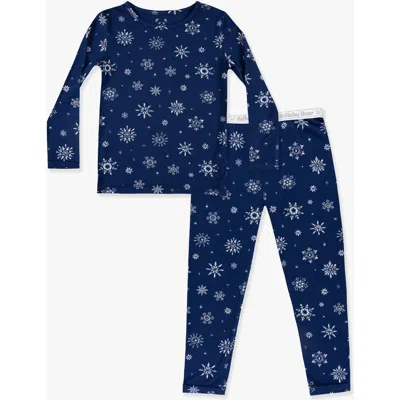 Bellabu Bear Kids' Snowflake Set Of 2 Piece Pajamas In Blue