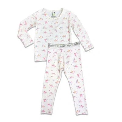 Bellabu Bear Kids' Unicorn Set Of 2 Piece Pajamas In White