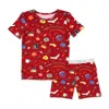 Bellabu Bear Kids Unisex Hogwarts Express 2-piece Short Sleeve & Shorts Pajama Set In Red