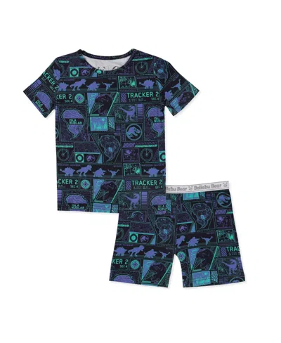 Bellabu Bear Kids Unisex Jurassic Park: Tracker 2-piece Short Sleeve & Shorts Pajama Set In Blue