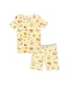 Bellabu Bear Kids Unisex Jurassic Park: Tracker 2-piece Short Sleeve & Shorts Pajama Set In Yellow