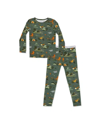 Bellabu Bear Kids Unisex Kids' Jurassic Park: Safari Set Of 2 Piece Pajamas In Green