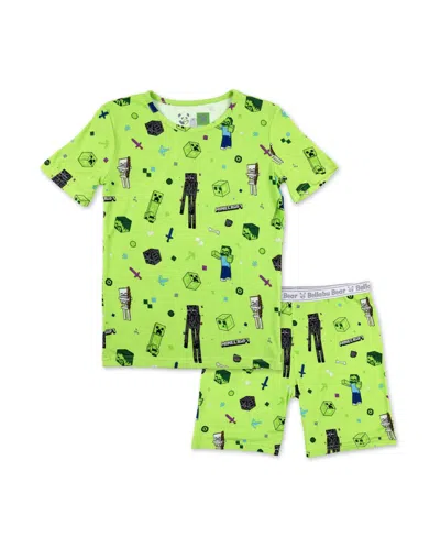Bellabu Bear Kids Unisex Minecraft Mob Squad 2-piece Short Sleeve & Shorts Pajama Set In Green