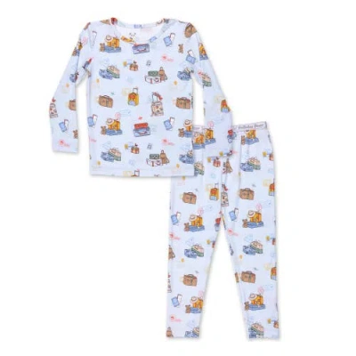 Bellabu Bear Kids' Vintage Suitcases Set Of 2 Piece Pajamas In Blue