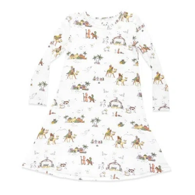 Bellabu Bear Kids' Yuletide Long Sleeve Dress In White