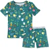 Bellabu Bear Kids Unisex Mandrakes Potions & Herbs 2-piece Short Sleeve & Shorts Pajama Set In Green